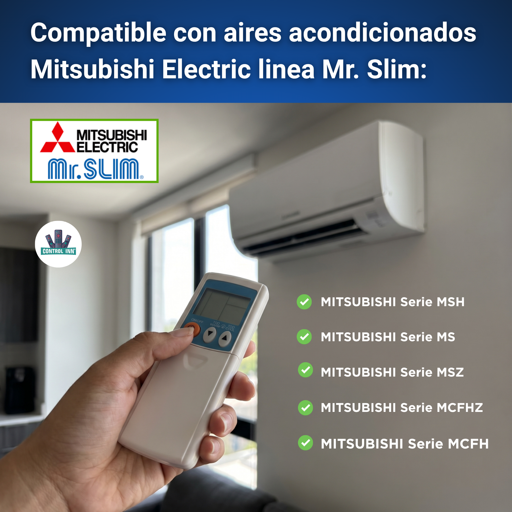 Control Para Aire Minisplit Mitsubishi MSH24WN MS12TN