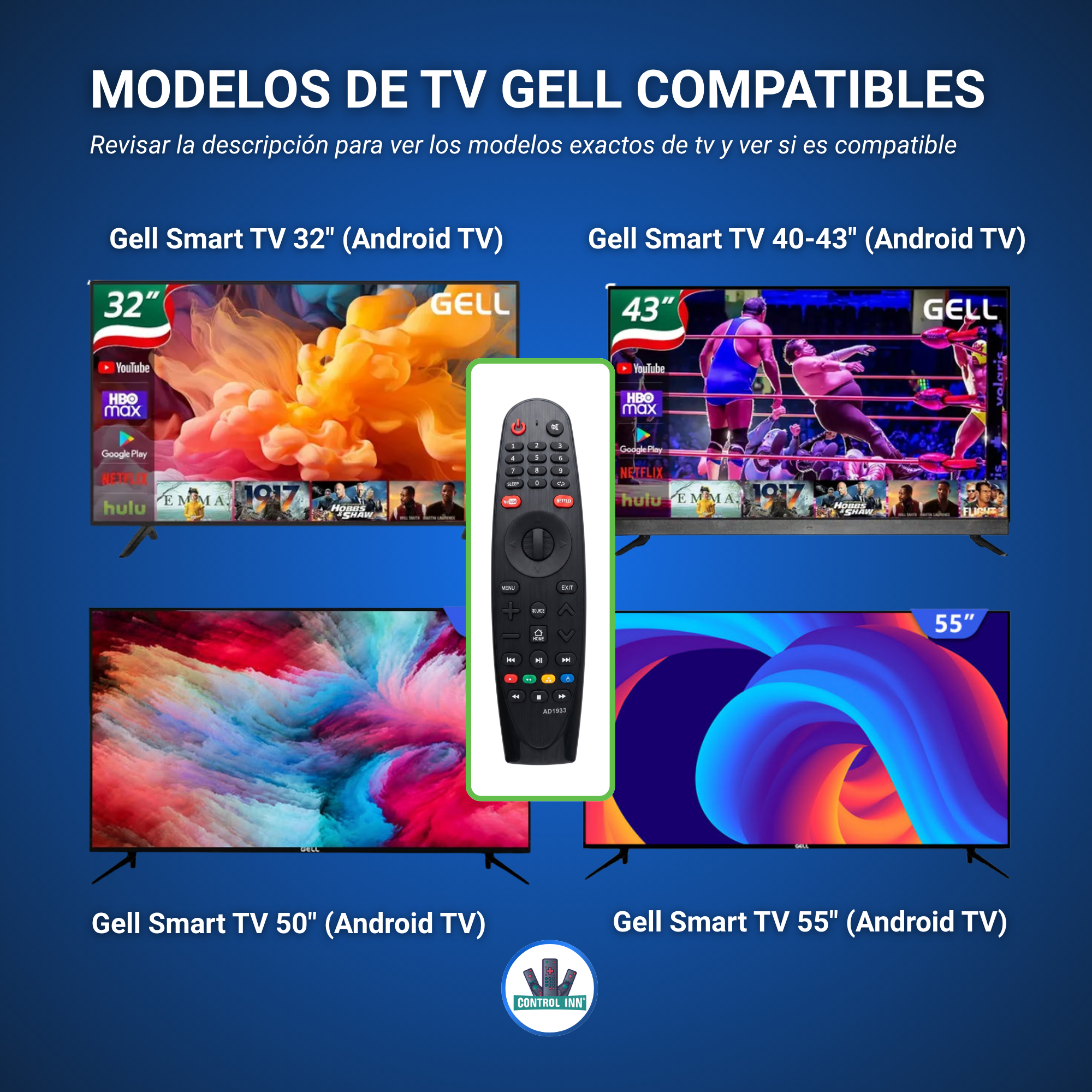 Control Compatible Con Gell AD1933 Netflix YouTube