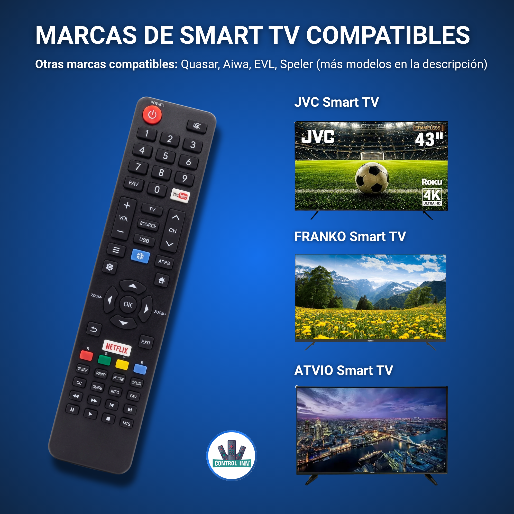 Control Para Fanco Aiwa 55D1680 Smart Tv RC320