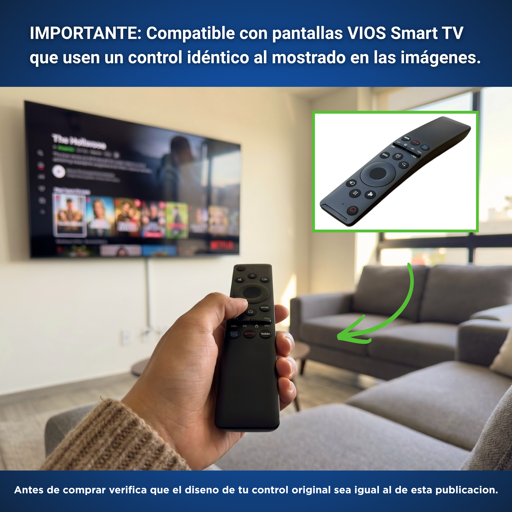 Control Para VIOS VLEDTV5014SM Smart Tv 4K