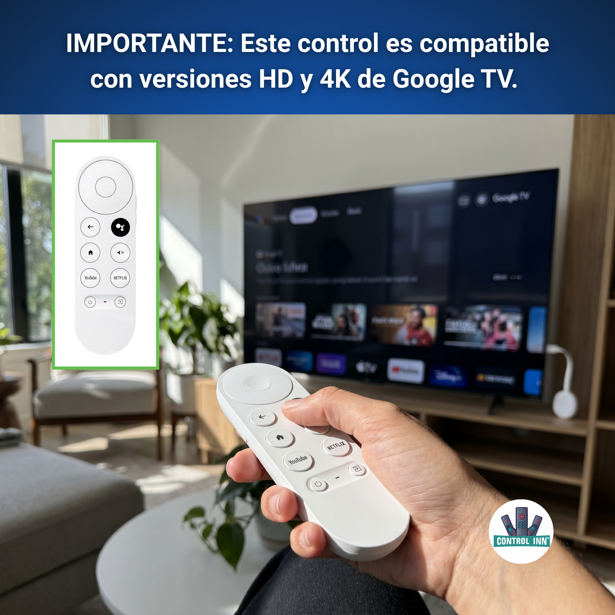 Control Compatible Con Chromecast Google Tv Voz Mas Funda