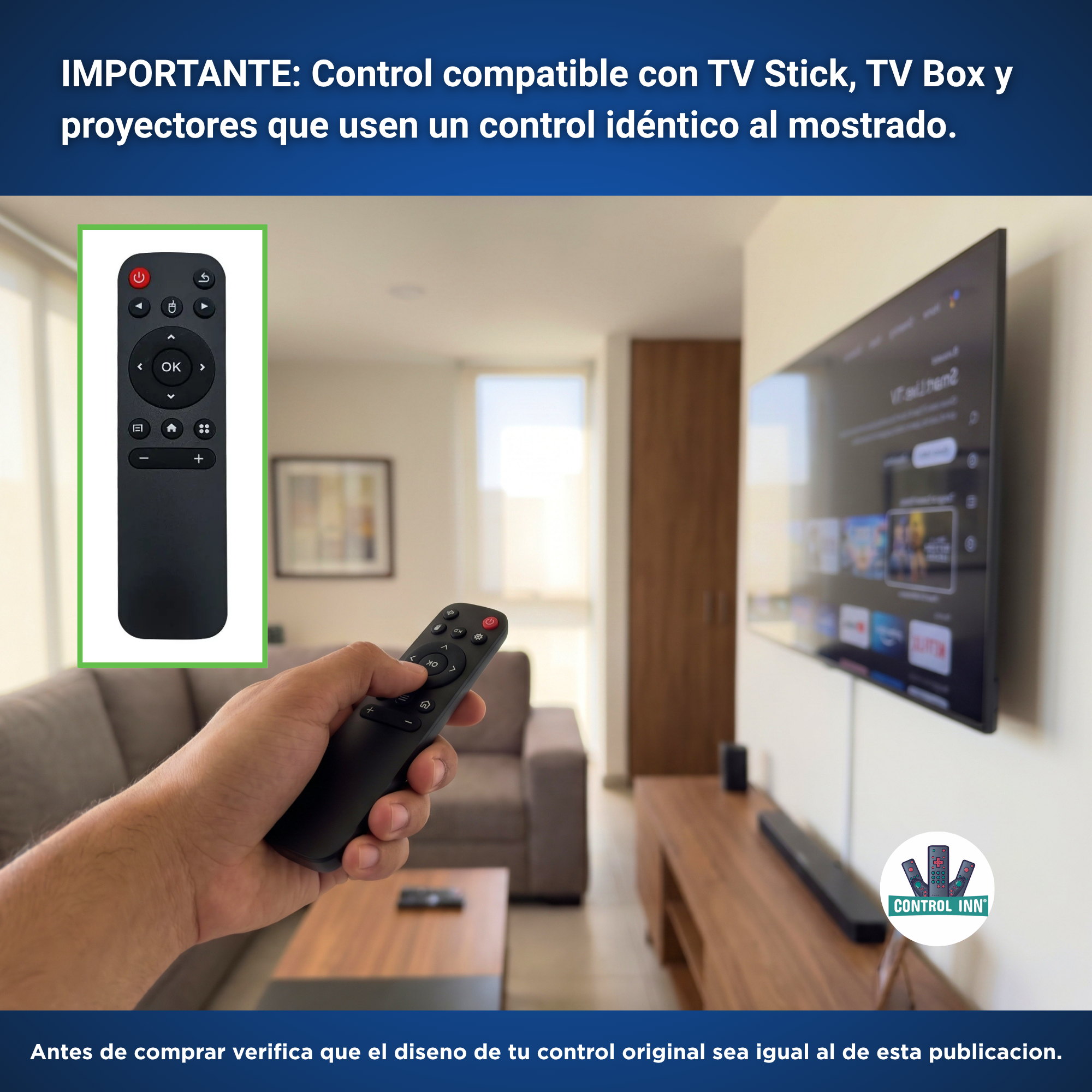 Control Compatible Con Tv Stick Y Mini Proyector Android