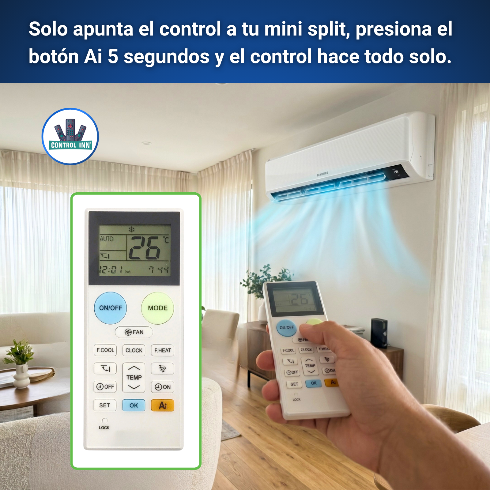 Control Para Aire AC Sinclair Búsqueda Inteligente AI