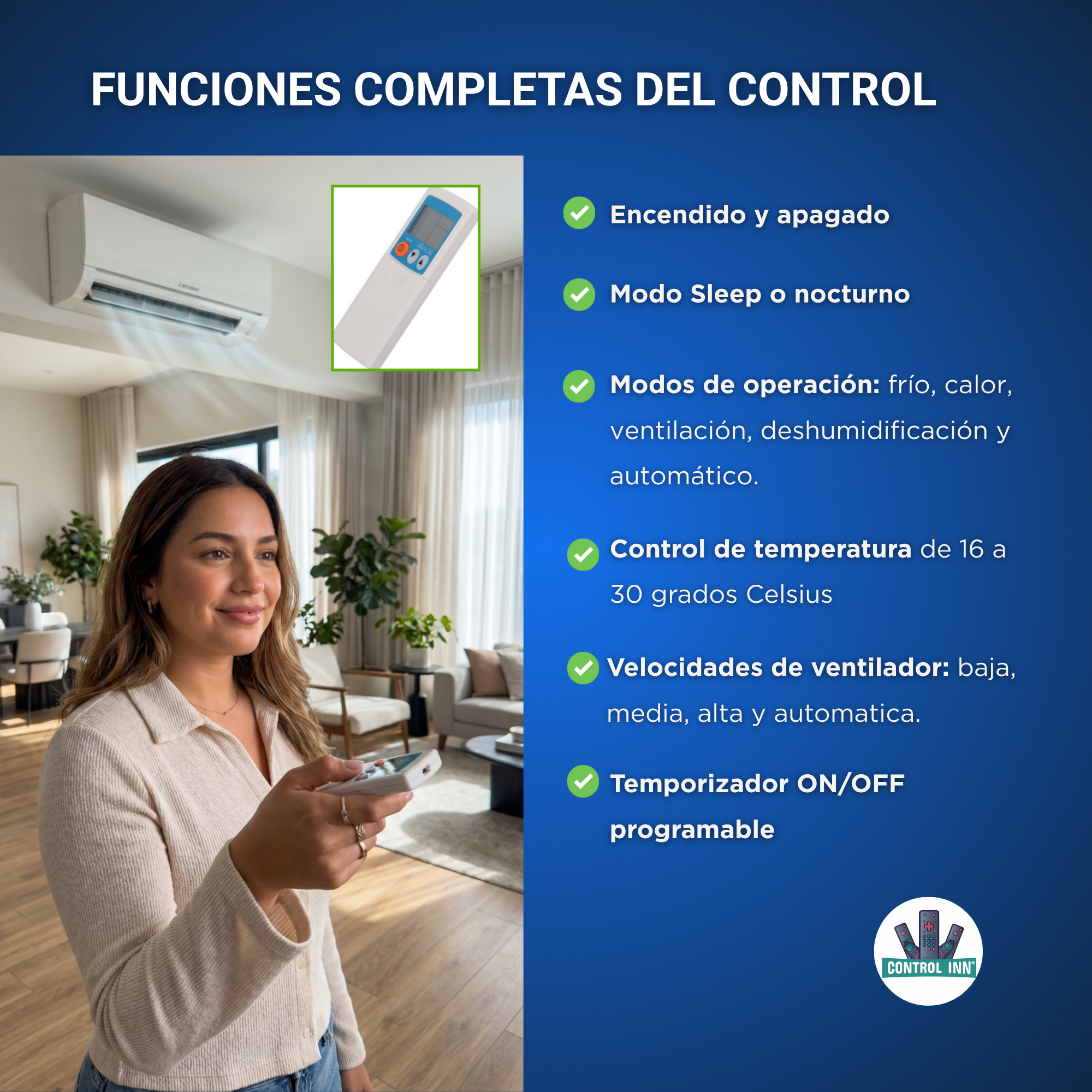 Control Compatible Con Mitsubishi MCFZ A18WV MS12TN
