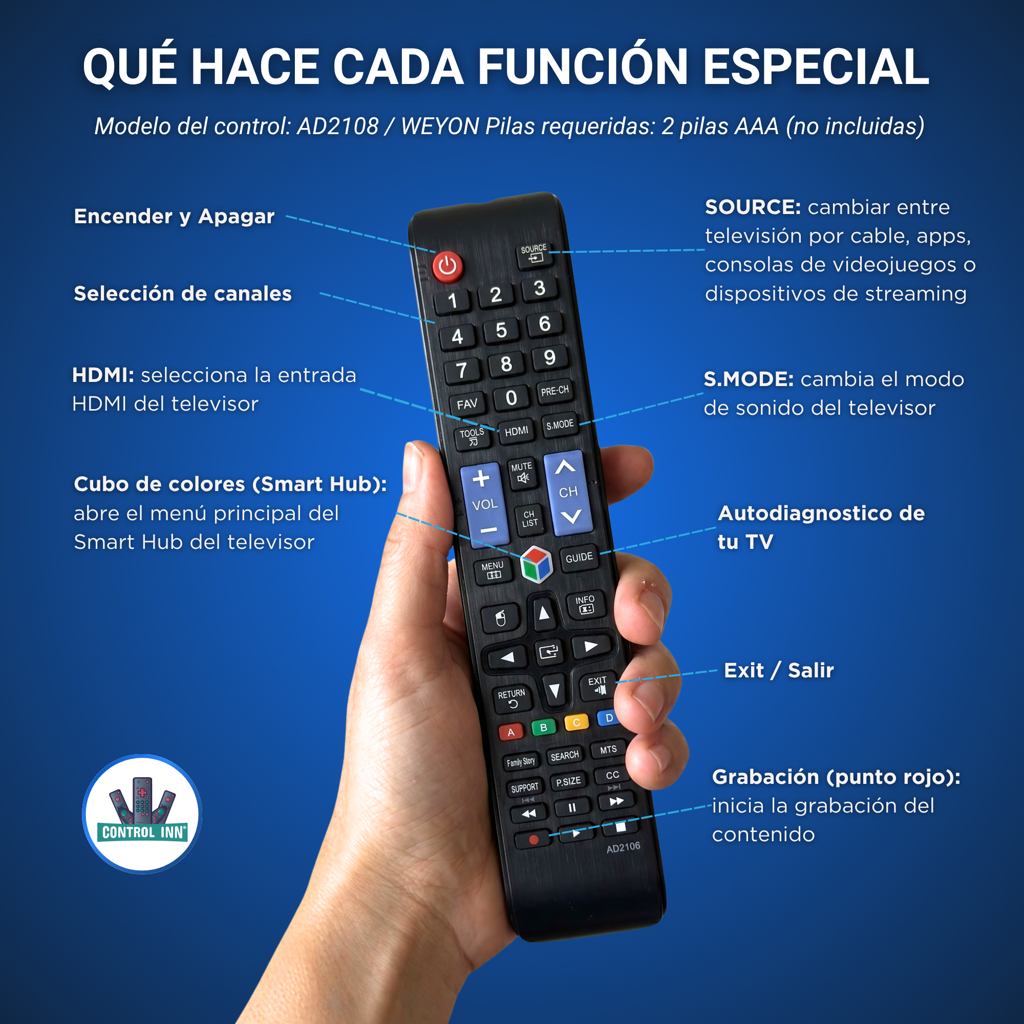 Control Para Weyon WY-S43 AD2108 Smart Tv
