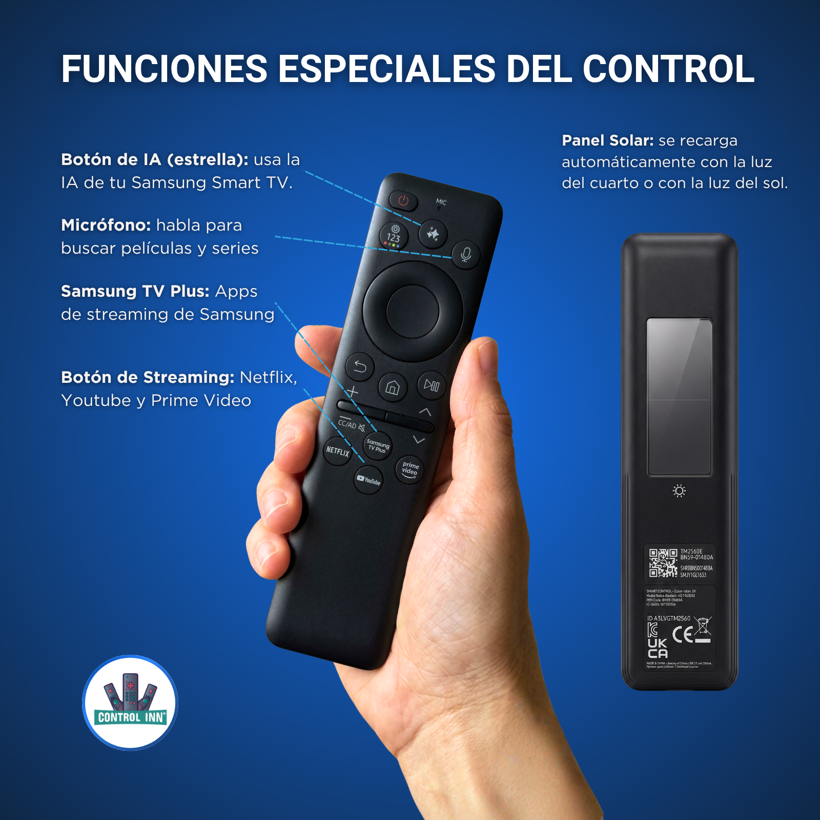 Control Para Samsung BN59-01480A BN59-01480K Solar Boton AI