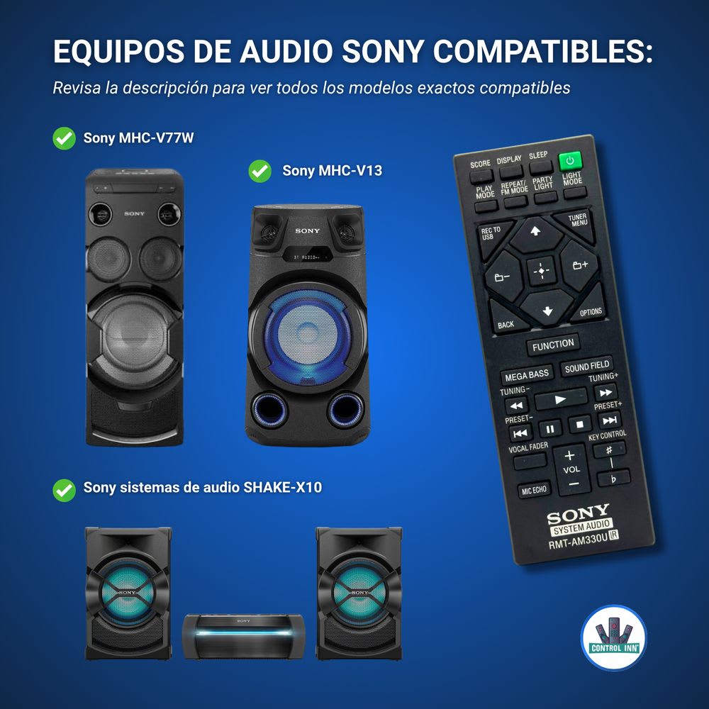 Control Compatible con Sony AUDIO BOCINA MHC-V71 RMT-AM330U
